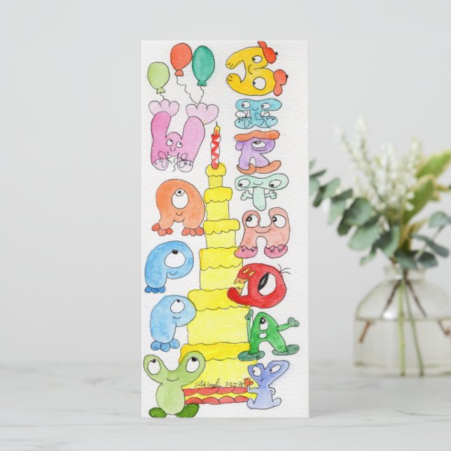Happy Birthday Cartoon Bubble Characters (Standing Front)