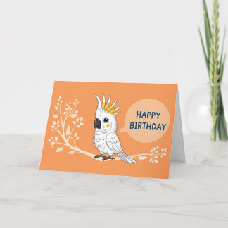 Happy Birthday Cartoon Cockatoo Parrot Card