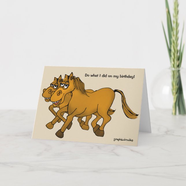 Happy Birthday Cartoon Horse. Card (Front)