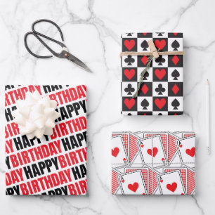 Happy Birthday Casino Gift Wrapping Paper Sheet
