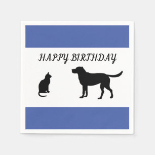 Happy birthday cat and dog napkins