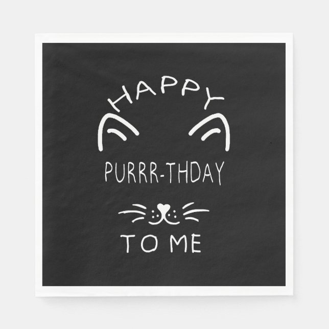 Happy birthday & Cat Apparel Napkin (Front)