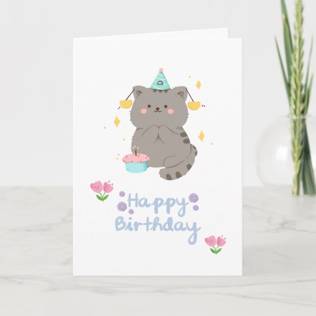 Happy Birthday Cat Card (Front)