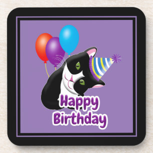Happy Birthday Cat Coaster