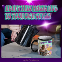 Happy Birthday! Cat in Psychedelic Flower Garden