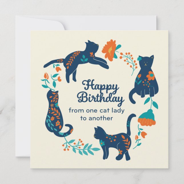 Happy Birthday Cat Lady Card (Front)