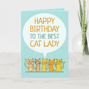 Happy Birthday Cat Lady Greeting Card