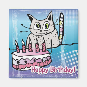 Happy Birthday Cat - Magnet