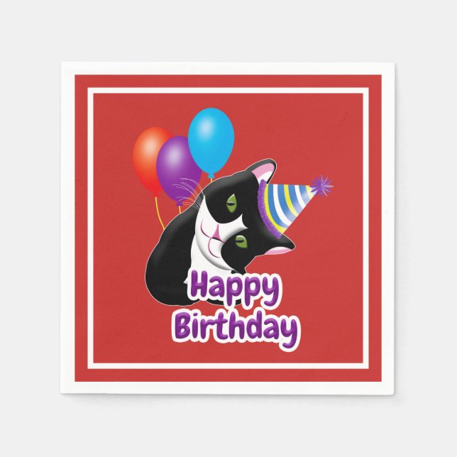 Happy Birthday Cat Napkin (Front)