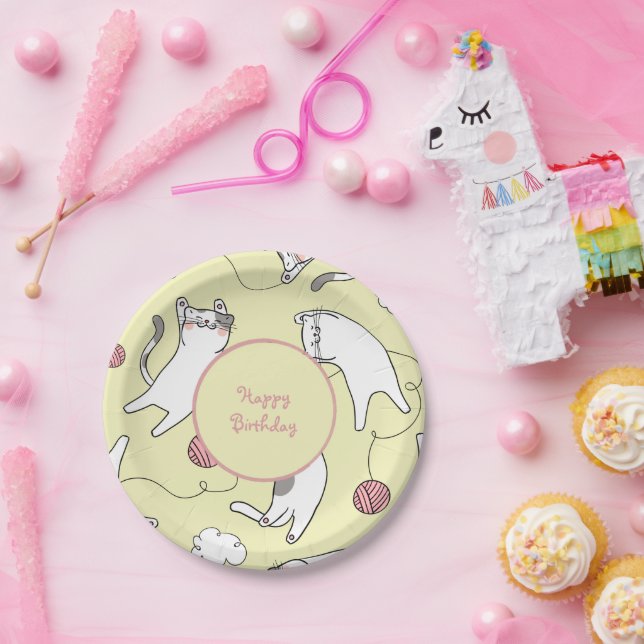 Happy Birthday Cat Paper Plate (Party)