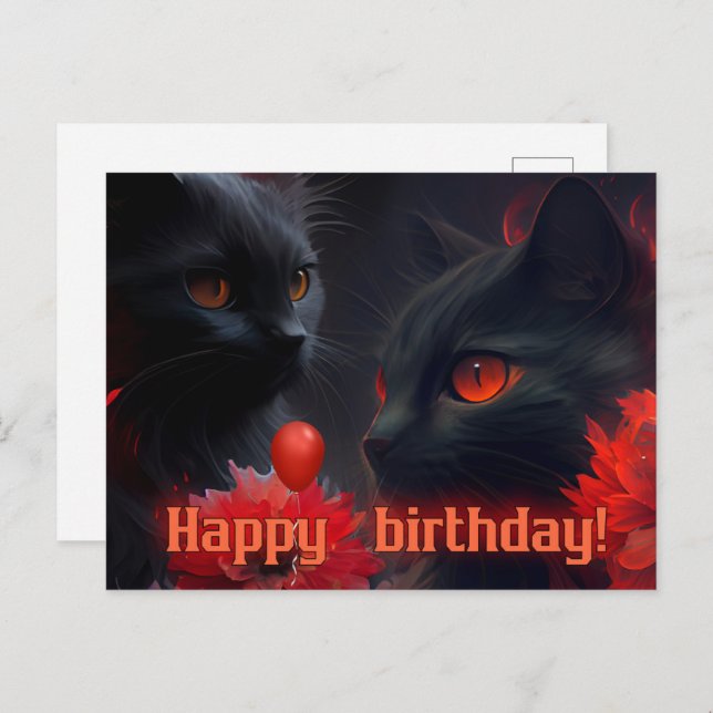 Happy birthday!  Cat Postcard (Front/Back)