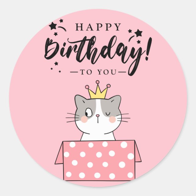 Happy birthday cat sticker (Front)