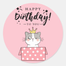 Happy birthday cat sticker