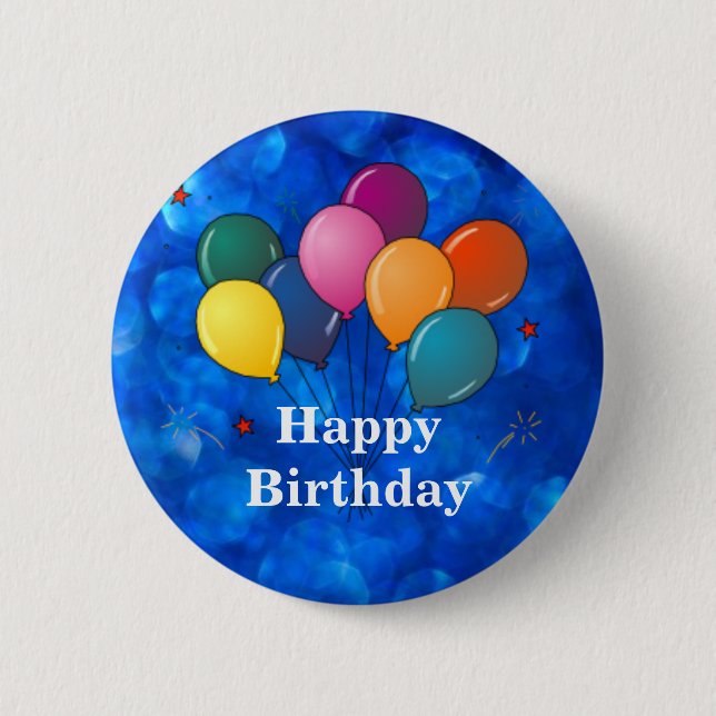"Happy Birthday," Celebration Balloons 6 Cm Round Badge (Front)