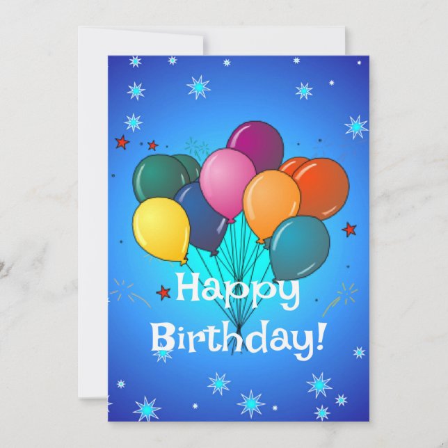 Happy Birthday Celebration Balloons Card (Front)