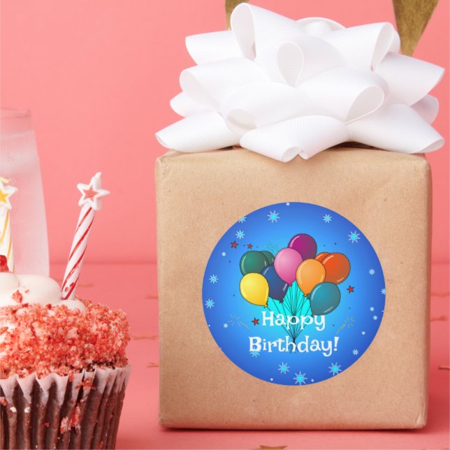Happy Birthday Celebration Balloons Classic Round Sticker (Party)