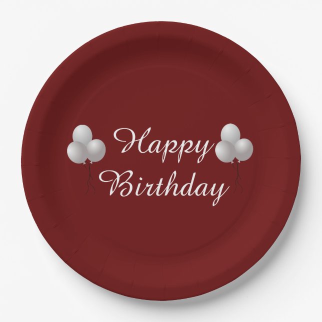 Happy Birthday, Celebration Balloons Paper Plate (Front)