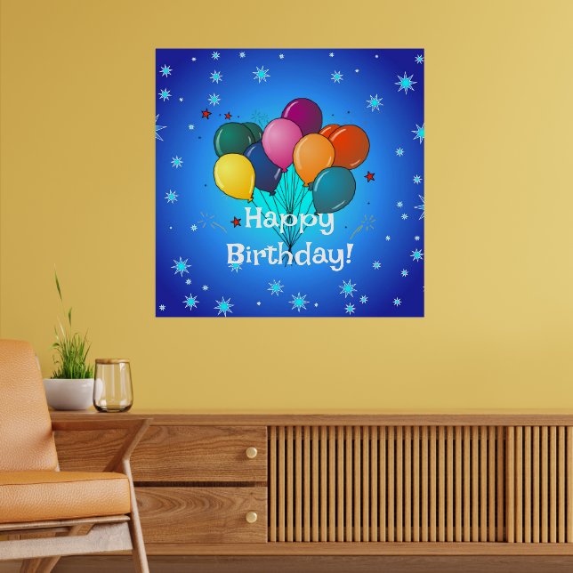 Happy Birthday Celebration Balloons Poster (Living Room 2)