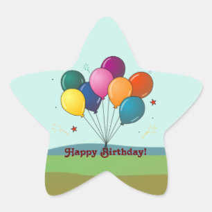 Happy Birthday! Celebration Balloons Star Sticker