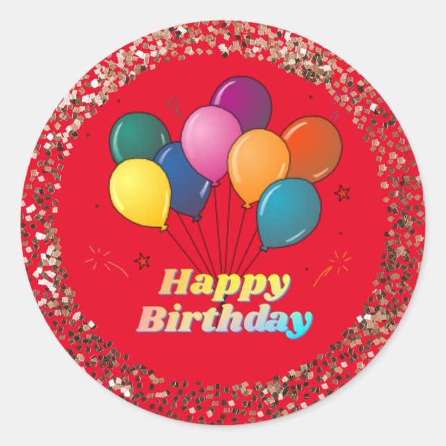 Happy Birthday Celebration Classic Round Sticker (Front)