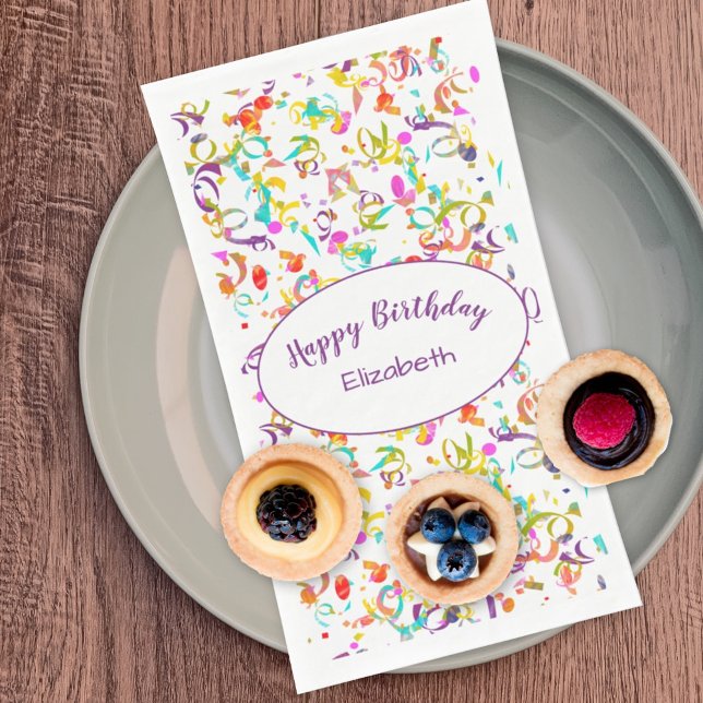 Happy Birthday Celebration Colourful Confetti Toss Napkin (Creator Uploaded)