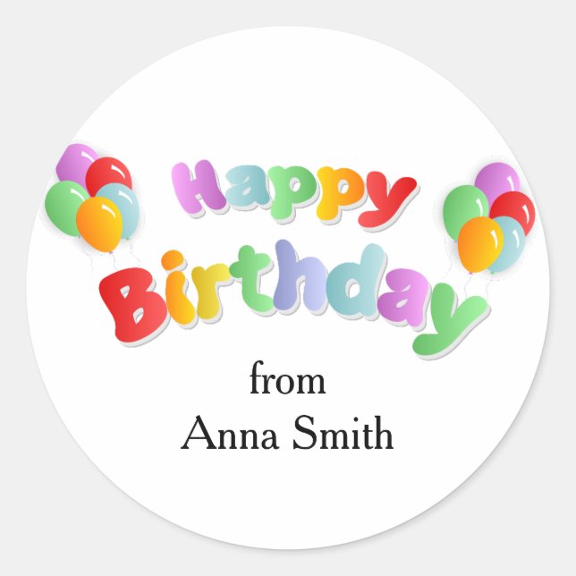 Happy Birthday Celebration Customisable  Classic Round Sticker (Front)