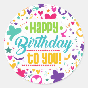 Happy Birthday Celebration Customisable Classic Round Sticker