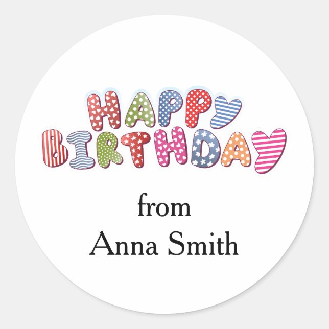 Happy Birthday Celebration Customisable  Classic Round Sticker (Front)