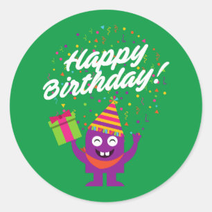 Happy Birthday Celebration Customisable  Classic Round Sticker