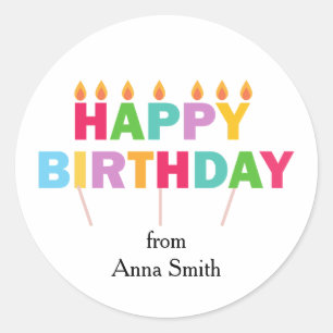 "Happy Birthday," Celebration Customisable  Classic Round Sticker