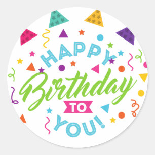 Happy Birthday Celebration Customisable Classic Round Sticker