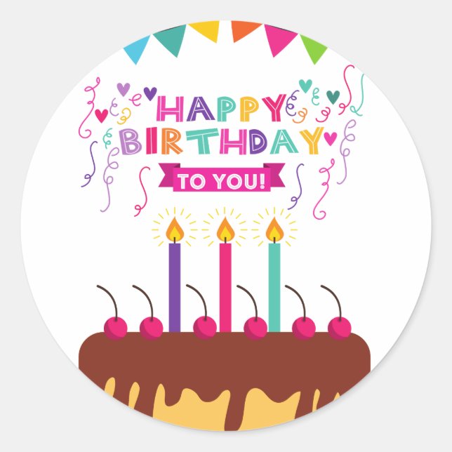 Happy Birthday Celebration Customisable  Classic Round Sticker (Front)