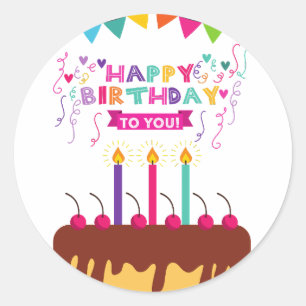 Happy Birthday Celebration Customisable  Classic Round Sticker