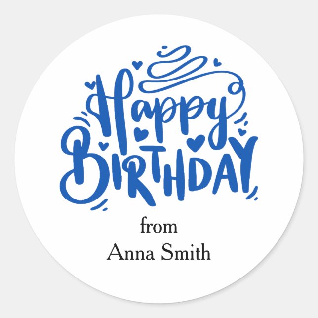 Happy Birthday Celebration Customisable  Classic Round Sticker (Front)