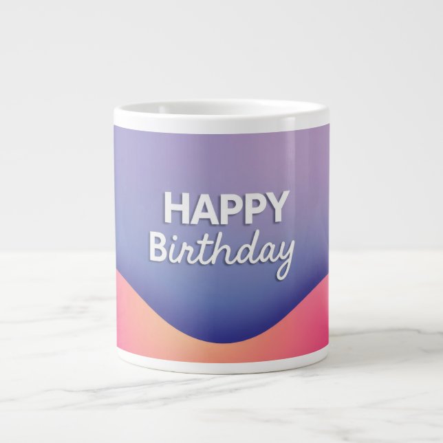 Happy Birthday Celebration Design Large Coffee Mug (Front)