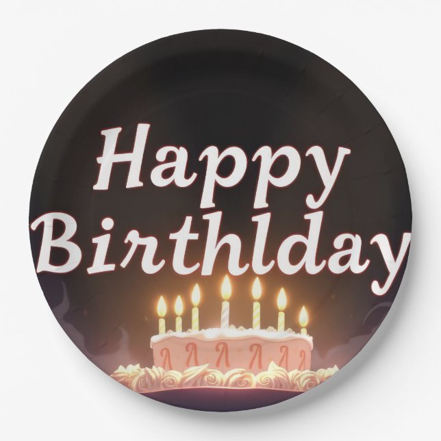 Happy Birthday Celebration Design Paper Plate (Front)