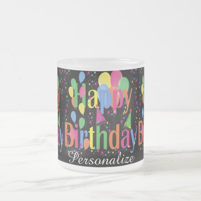 Happy Birthday Celebration | DIY Name Frosted Glass Coffee Mug (Center)
