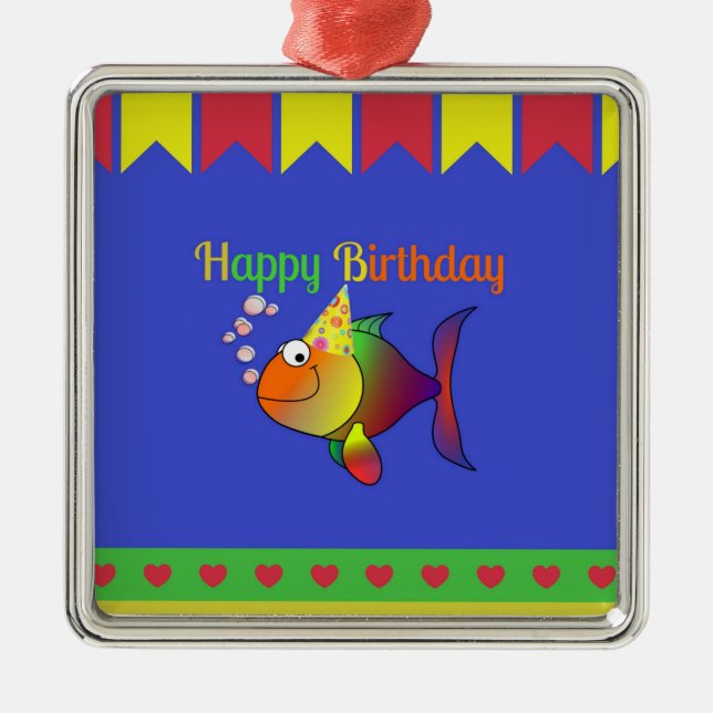 Happy Birthday Celebration  Metal Tree Decoration (Front)
