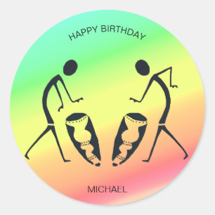 Happy Birthday, Celebration of Colours Classic Round Sticker