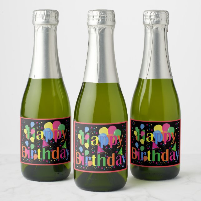 Happy Birthday celebration Sparkling Wine Label (Bottles)
