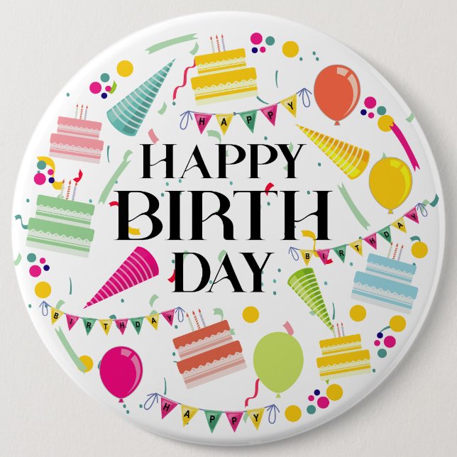 Happy Birthday Celebrations Button (Front)