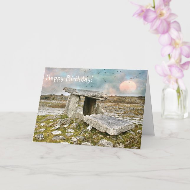 Happy Birthday Celtic Ruins Card (Orchid)