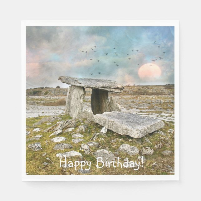 Happy Birthday Celtic Ruins Napkin (Front)