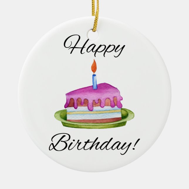 Happy Birthday! Ceramic Tree Decoration (Front)