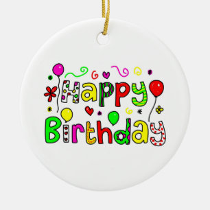 Happy Birthday Ceramic Tree Decoration