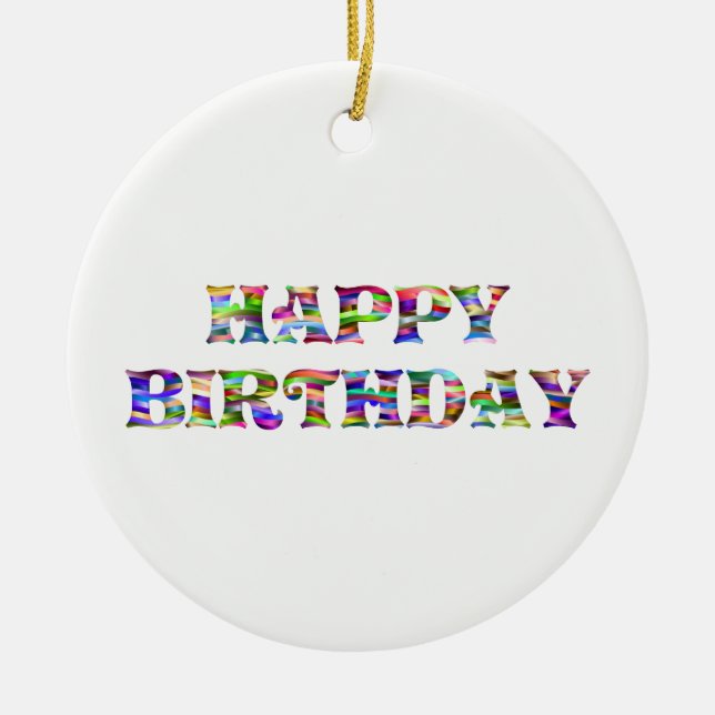 Happy Birthday Ceramic Tree Decoration (Front)