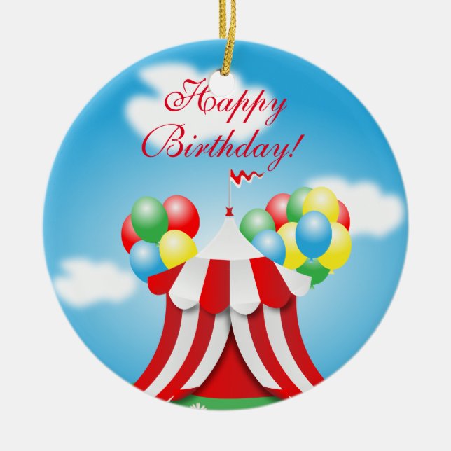 Happy Birthday Ceramic Tree Decoration (Front)