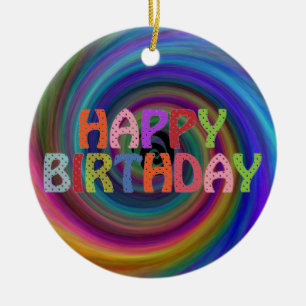 Happy Birthday Ceramic Tree Decoration