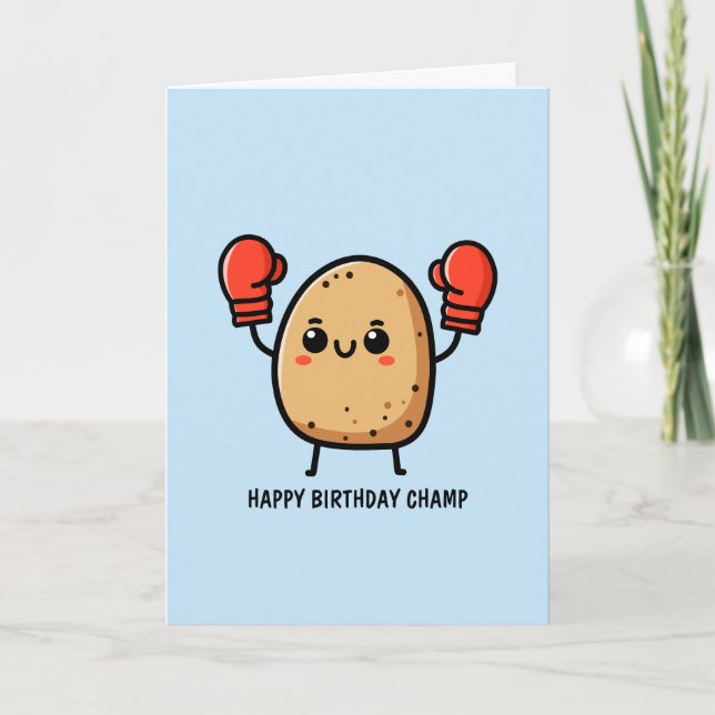 Happy Birthday Champ Boxing Potato Card (Front)