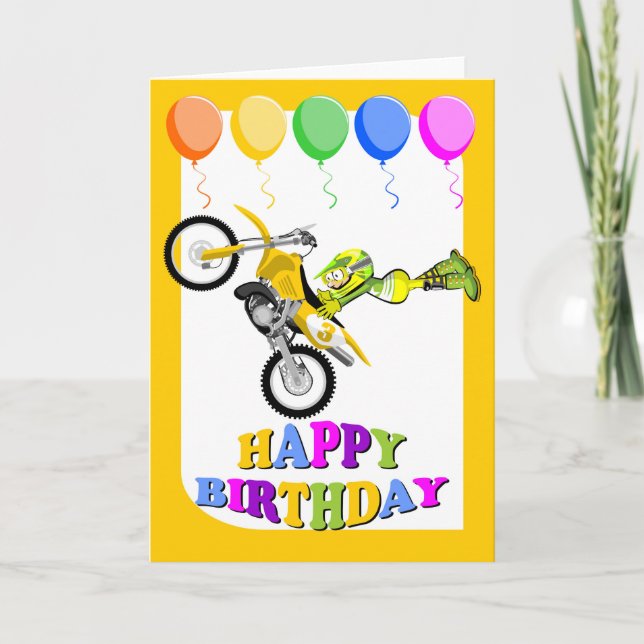 Happy birthday, champion motocross rider card (Front)